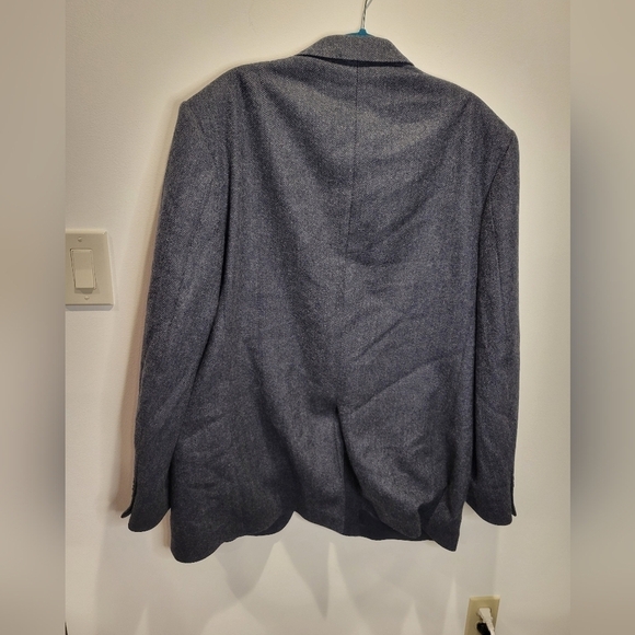 John Ashford size 46 L blue wool/lambs wool sports coat blazer - Picture 2 of 5